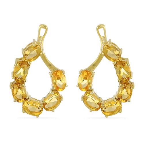  5.16 CT CITRINE GOLD PLATED SILVER EARRINGS #VE034790